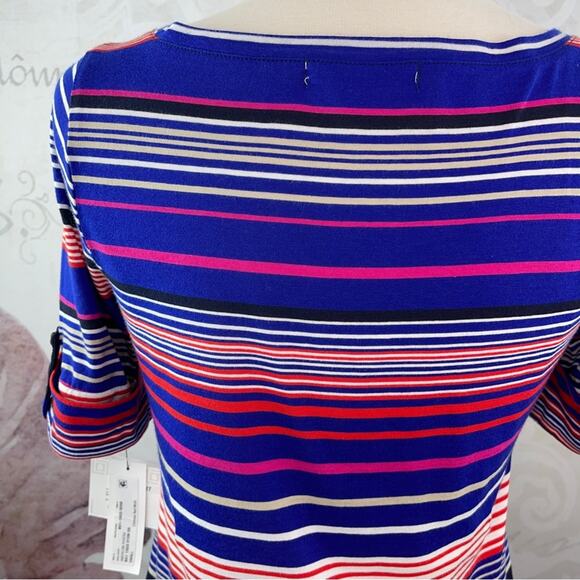 Liz Claiborne NWT Striped T-shirt button up sleeves - Picture 6 of 8